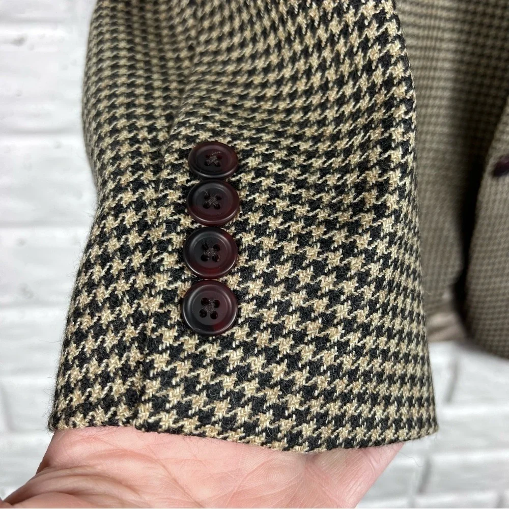 CHAPS Ralph Lauren Black & Tan Houndstooth Pure New Wool Men’s Blazer 42S